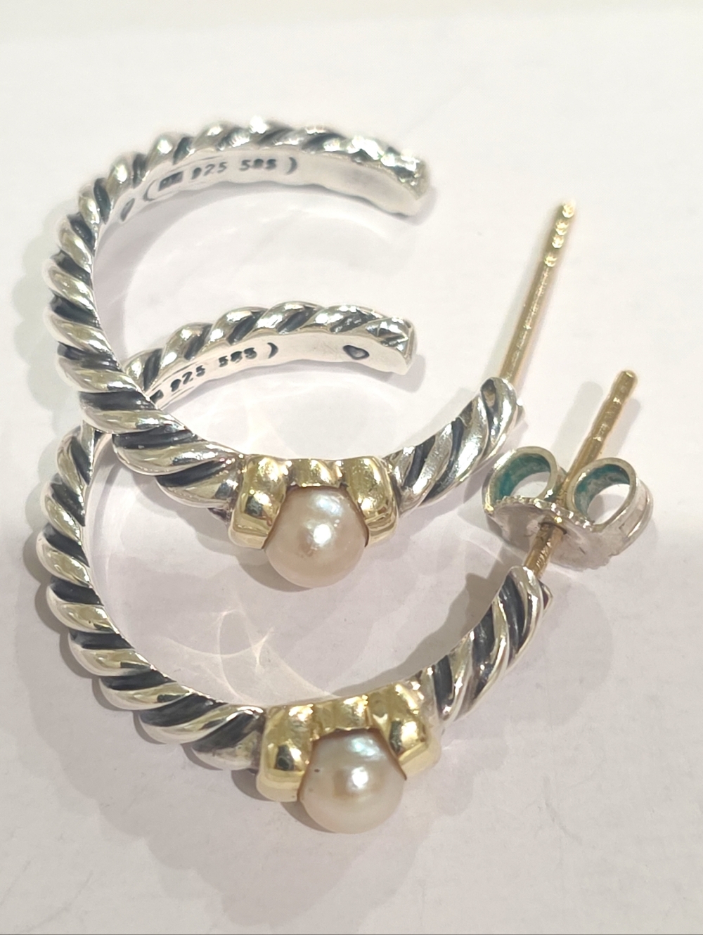 David Yurman Sterling Silver And 14k Gold Earings